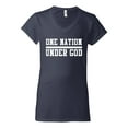 thumbnail image 2 of Wild Bobby One Nation Under God Inspirational/Christian Women Standard V-Neck Tee, Navy, XX-Large, 2 of 5