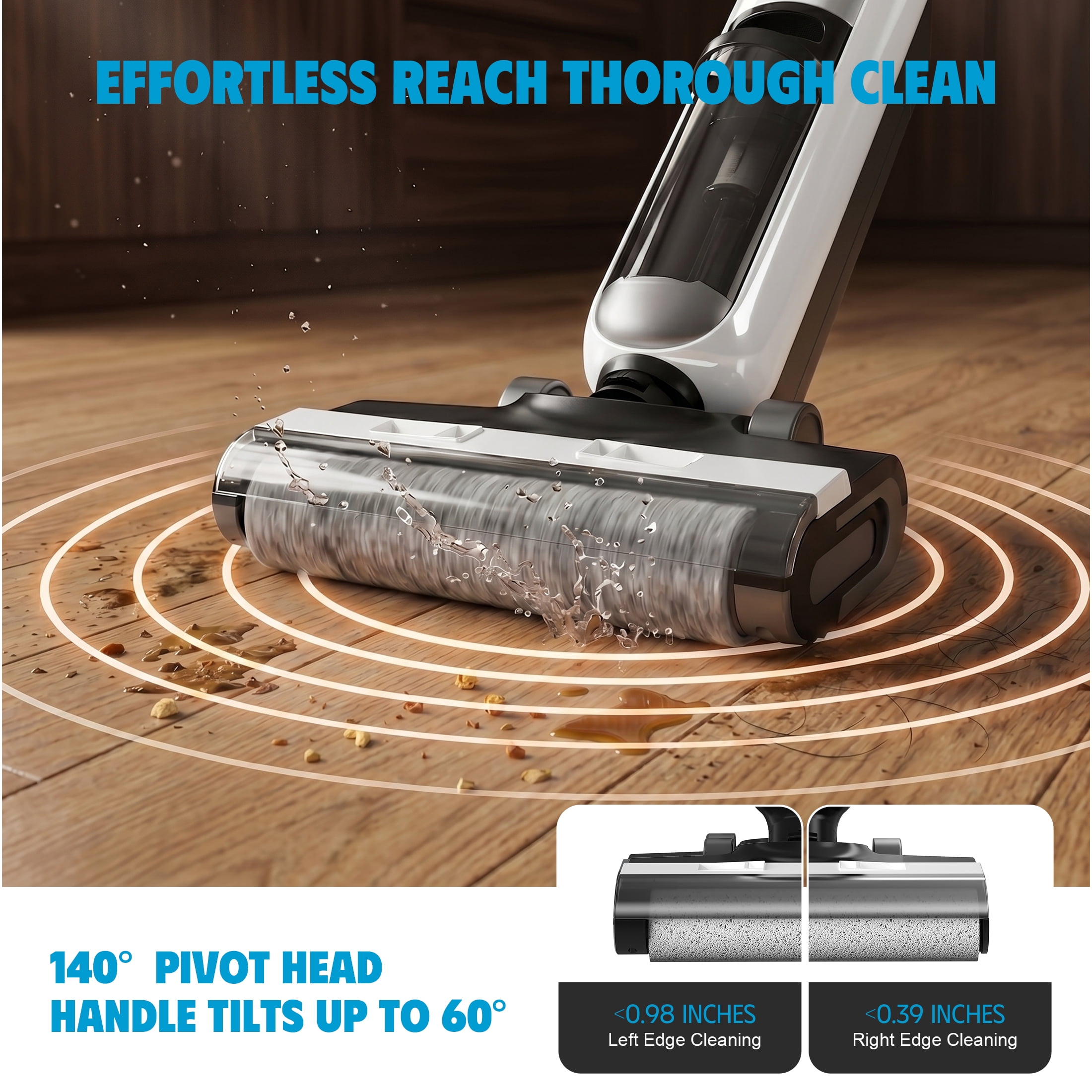 CONCETTA Wet/Dry Vacuum Cleaner of Cordless Design, Powerful Suction, Auto Self-Cleaning, Edge Clean, White