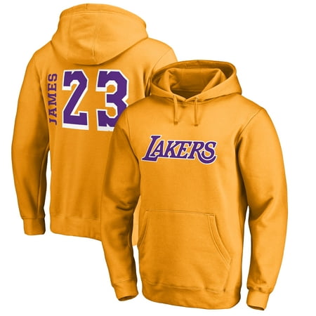 LeBron James Los Angeles Lakers Fanatics Branded Sidesweep Name & Number Pullover Hoodie -