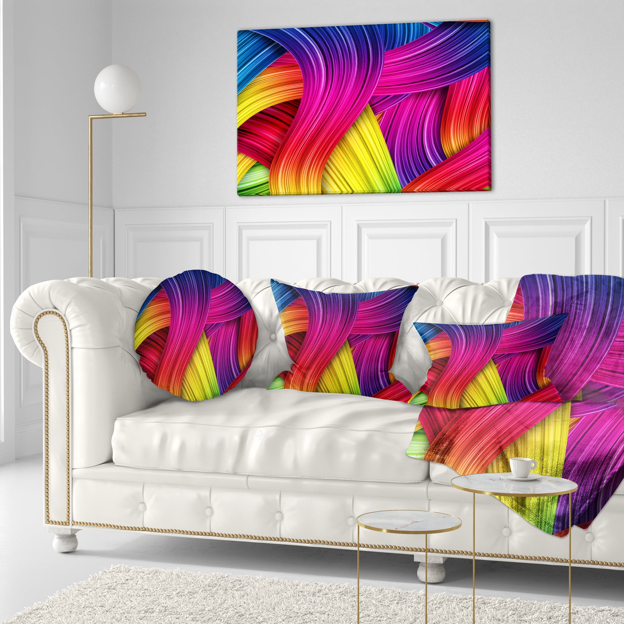 Designart 3D Rainbow Art - Abstract Throw Pillow - 12x20