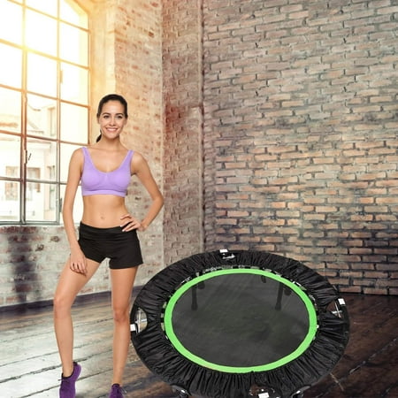 Indoor Bar Designs 40-Inch Exercise Trampoline for Kids Adult Fitness Rebounder Trampoline with Adjustable Handle Bar for Indoor Garden Workout Cardio Training - Foldable Design for Storage ()