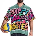 thumbnail image 4 of Easter Font Men's Casual Short Sleeve Printed Button Down Spread Collar Tops Summer Beach Shirts Unisex, 4 of 6