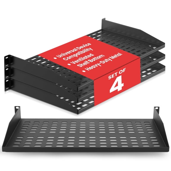 4-Pack 1U Server Rack Shelf - Universal Device Server Rack Mounting Tray