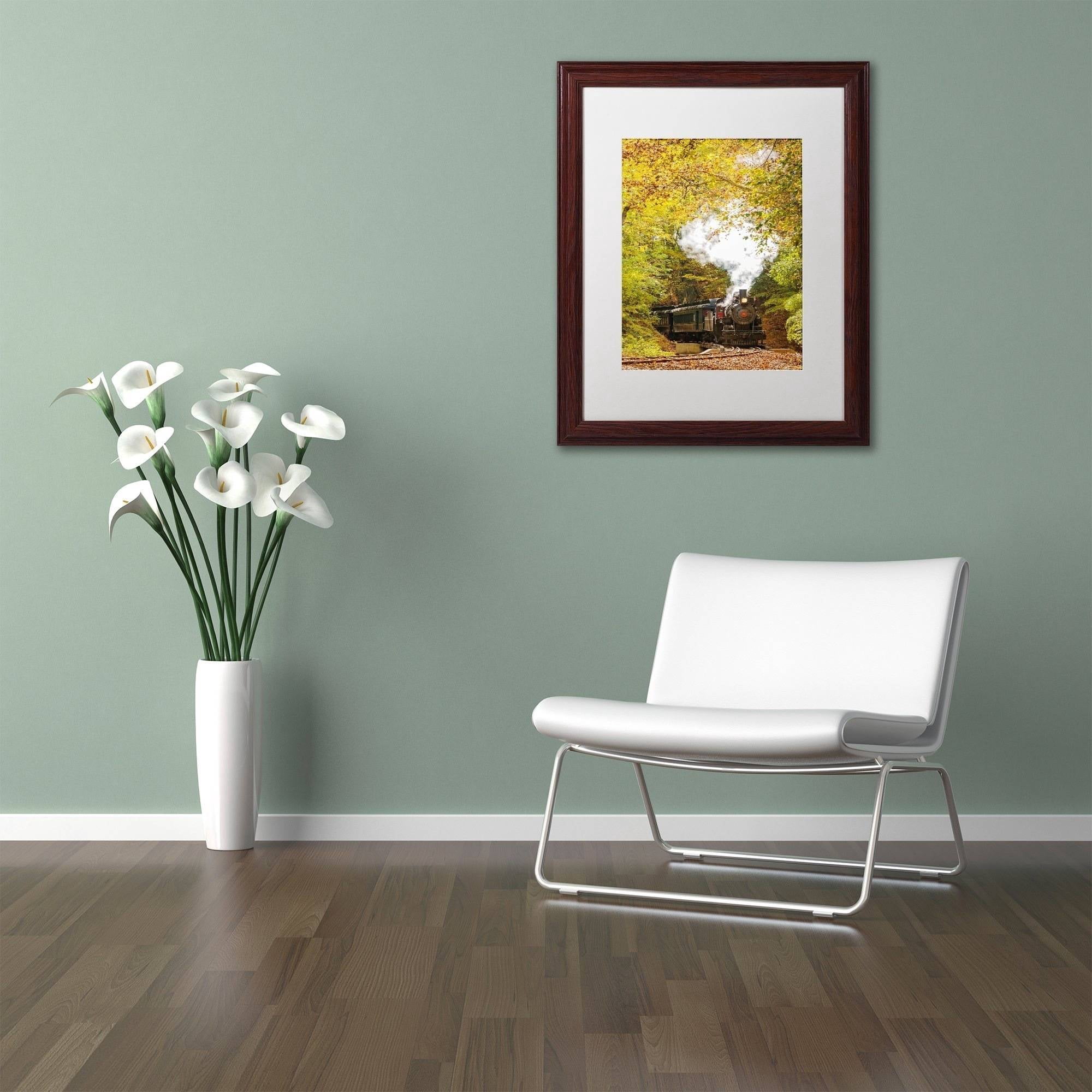 Trademark Fine Art 'Steam Train with Autumn Foliage' Canvas Art by PIPA Fine Art, White Matte, Wood Frame