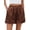 Brown, variant on Womens Shorts Silk Lace Elastic Waist Pajama Bottoms Satin Shorts for Women Cute Summer Ruffle Pants with Pockets