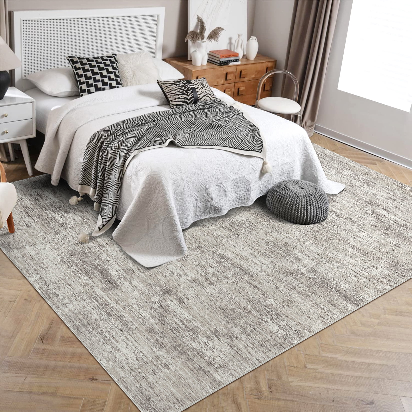 Hasoo Area Rug 6' x 9' Rug for Living Room Solid Texture Indoor Washable Carpet, Camel