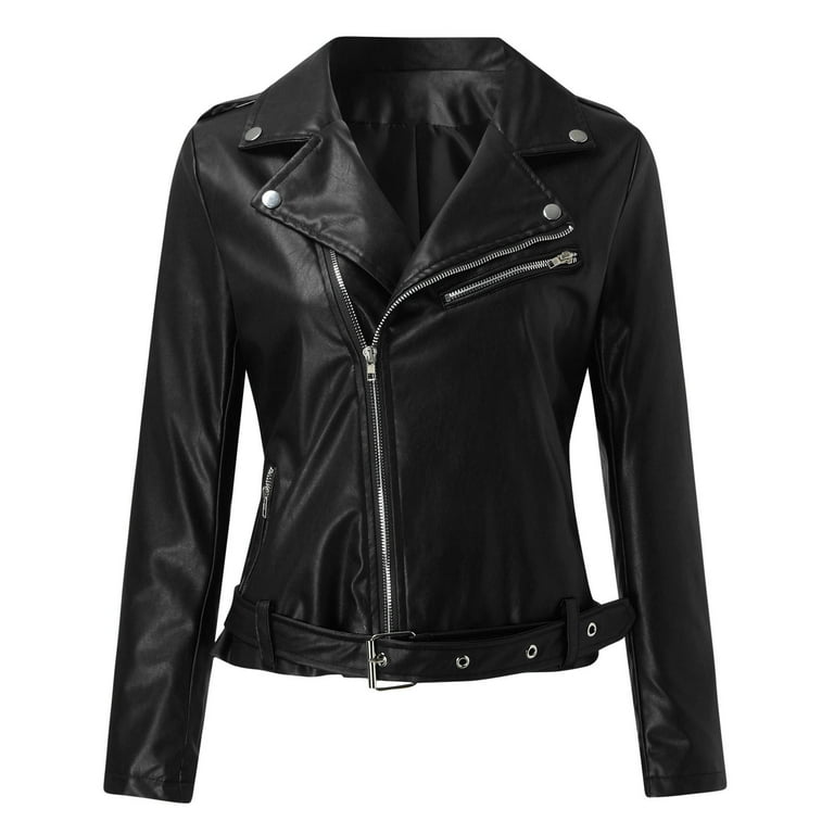 Mnjin Plus Size Jackets for Women Asymmetrical Faux Leather Mnjin Plus Size Jackets for Women Asymmetrical Faux Leather