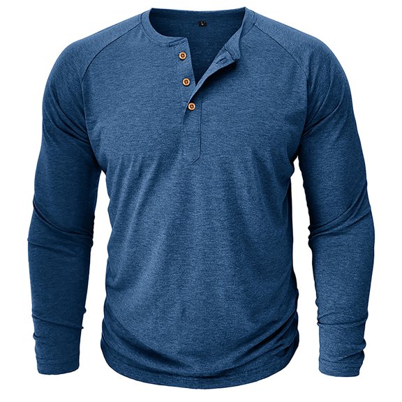 Krdevn Men's Classic Solid Color Long Sleeve Casual Loose T Shirt Top,M