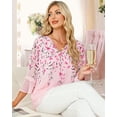 thumbnail image 3 of Blusa Bebonnie para mujer con volantes, manga 3/4, cuello en V, doble capa, 3 of 6