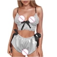 thumbnail image 4 of Conjuntos de pijamas de satén para mujer, ropa interior Sexy con lazo de encaje, ropa interior para dormir Fridja nalpqowj17625, 4 of 9