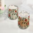 thumbnail image 2 of Yayeee 2 Pack Qtip Holder Bathroom Cotton Swab Canister with Lid Clear Dispenser Set, Red Floral Pattern, 2 of 6