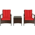 thumbnail image 5 of Pemberly Row 3-piece Wicker Rattan Patio Furniture Set with Cushions in Red, 5 of 11