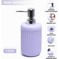 thumbnail image 2 of Resin Light Purple Bathroom Accessories Set 5 Pcs, Lotion Soap Dispenser, Toothbrush Holder, Bathroom Tumbler, Qtip Holder and Vanity Tray, Bathroom Countertop Organizer Set for Home Apartment, 2 of 16