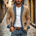 thumbnail image 5 of THNCYX Color Block Knit Open Front Jacket Single Button Long Sleeve With Pockets Casual Soft Textured Fashion Layering Outerwear S-2XL, 5 of 7