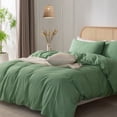 thumbnail image 5 of ZOVAN Duvet Cover Set 100% Washed Cotton Super Soft Breathable Durable (Green, King), 5 of 7