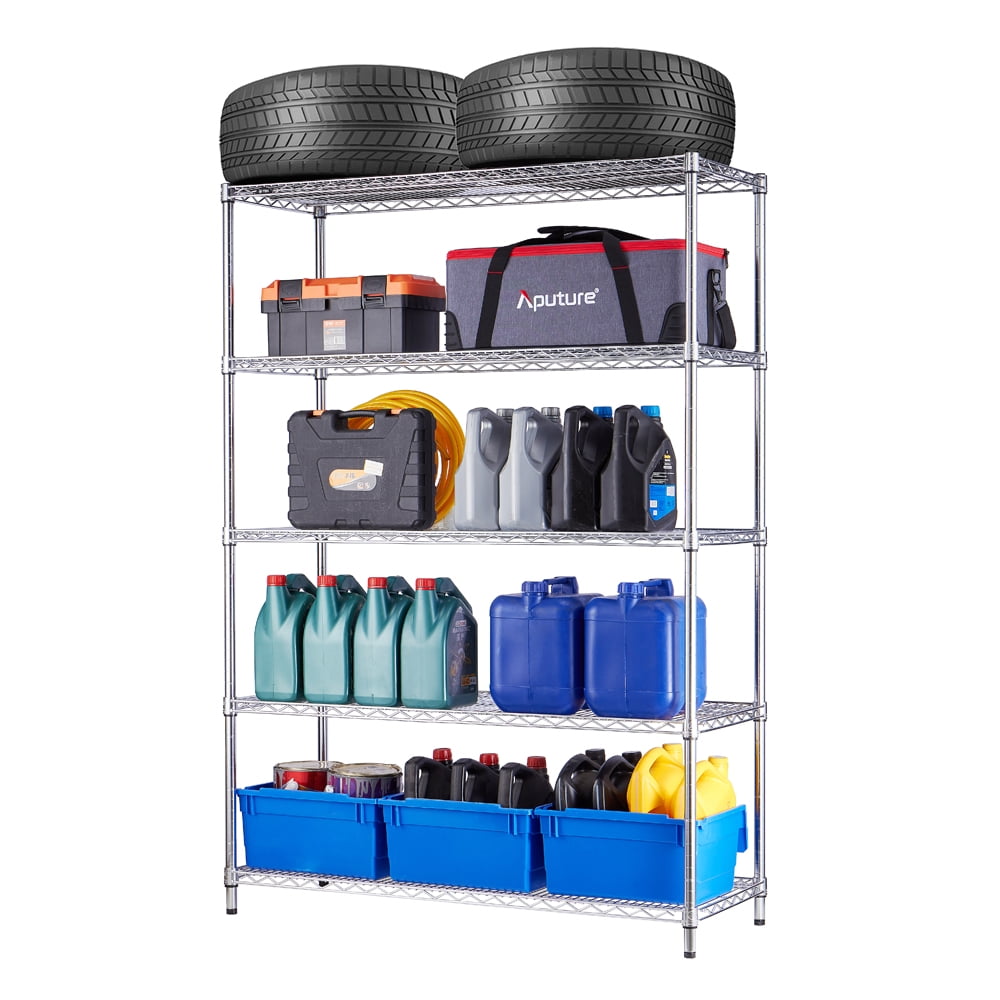 5 tier commercial chrome shelving unit 18x48x72in