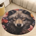 thumbnail image 5 of Funny Glasses Wolf Soft Bedroom Round Area Rug, Washable Cute Nursery Circle Throw Mat, Non-Slip Contemporary Small Low Pile Floor Carpet for Dorm Bedside, 5 of 7