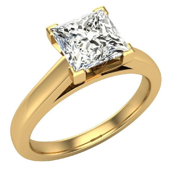 Diamond Engagement Rings For Women GIA Certified Princess Solitaire Diamond Ring 14K Gold 0.75 Carat (J,I1)