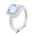 thumbnail image 2 of Arista Created Aquamarine and White Sapphire Halo Women's Engagement Ring in Sterling Silver, 2 of 3