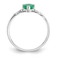 thumbnail image 2 of Solid 10k White Gold Genuine Emerald Green May Gemstone Birthstone Engagement Ring Size 7.5, 2 of 6