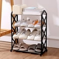 thumbnail image 5 of Four-Tier Easy Assembly Shoe Rack - Durable Shoe Organizer for Bedroom Closets, Entryways & Living Rooms, Space-Saving Design to Store Shoes, Sneakers & Daily Footwear, 16.56*7.87*20.47in, Black, 5 of 9