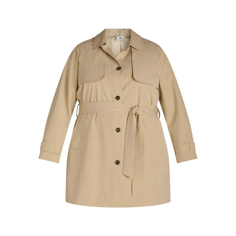 Time and Tru Women s and Women s Plus Trench Coat Sizes XS 3X
