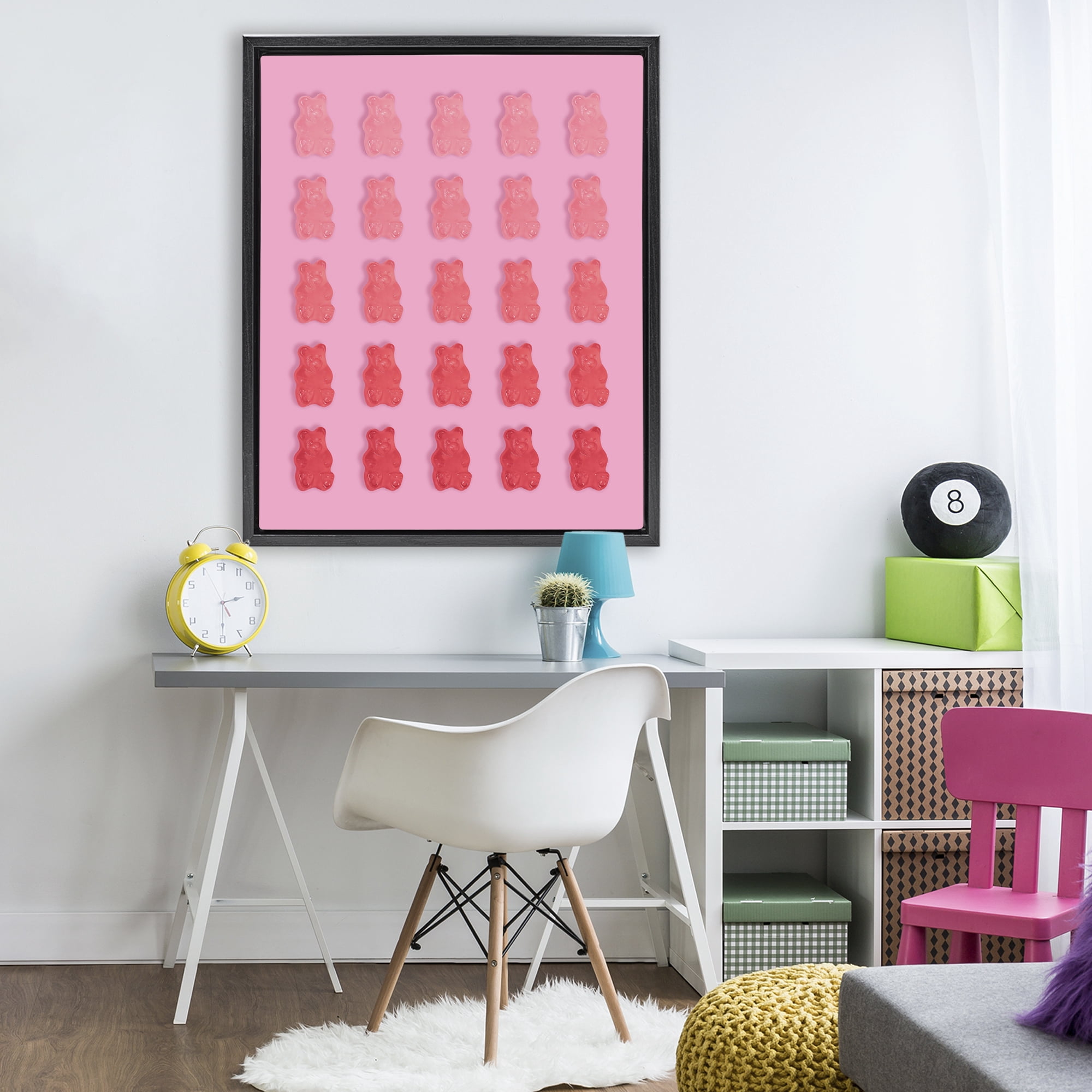 Stupell Industries Sweet Pink Gummy Bears Black Framed Floater Canvas Wall Art, design by LISH Creative