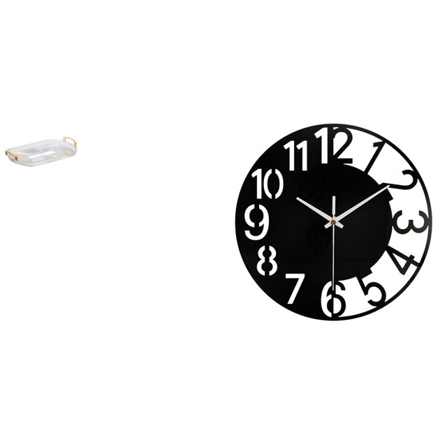 Organizador De Bandeja De Tocador Rectangular Nórdico Y Reloj De Pared Silencioso De Acrílico Para Comedor, Oficina, Hogar, Dormitorio, Baño, Decoración De Hotel