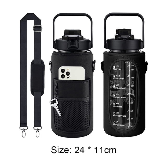 Funda deportiva para botella de agua de neopreno con correa para senderismo al aire libre (negro) Hugtrwg Para Estrenar