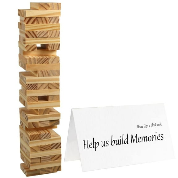 Stackable Wood Blocks Guest Book – 72 Blank Pieces   Display Sign – Wedding, Baby Shower, Birthday, or Bridal Party Game – Write Messages, Wishes & Advice – “Love” Theme