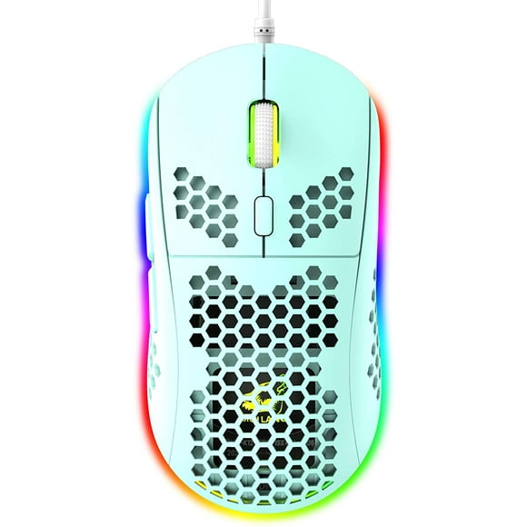 Lightweight Gaming Mouse with Ergonomic Honeycomb Shell 6 RGB Backlight Mode 7 Button Programmable Driver Adjustable