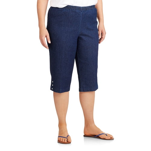 Just My Size - Women's Plus-Size Pull-On 17in Stretch Capri with Bling Details - Walmart.com
