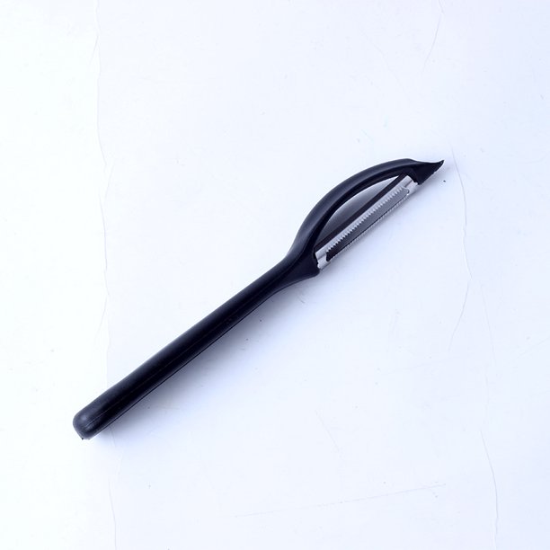 Pelador Universal, para Frutas y Verduras, Extra Afilado, Filo Dentado, Doble Filo, Mango Ergonómico, Negro