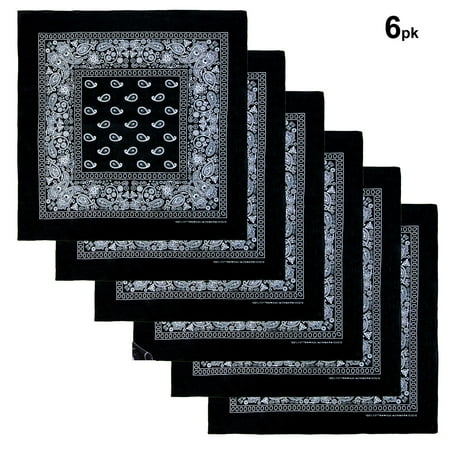 Basico 100% Cotton Head Wrap Bandanas 6 Pack