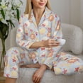 thumbnail image 4 of Goofa Butterfly Flower Printed Women’s 2 Piece Pajama Set Super,Pajamas Women's Long Sleeve Sleepwear Soft Button Down Loungewear Pjs Lounge Set Nightwear-XX-Large, 4 of 9