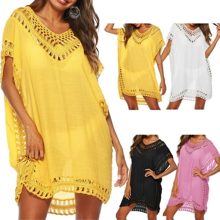 Women Bikini Cover Up Kaftan Swimwear Swim Bathing Suit Summer Beach Shirt Dress