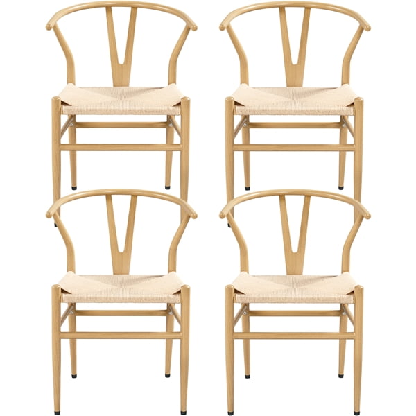 SMILE MART Modern Weave YShaped Dining Chair with Solid Metal Frame