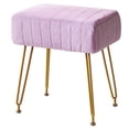 thumbnail image 1 of Taburete reposapiés otomano IBUYKE de terciopelo morado con patas doradas, 1 of 9