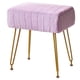 thumbnail image 1 of Taburete reposapiés otomano IBUYKE de terciopelo morado con patas doradas, 1 of 9