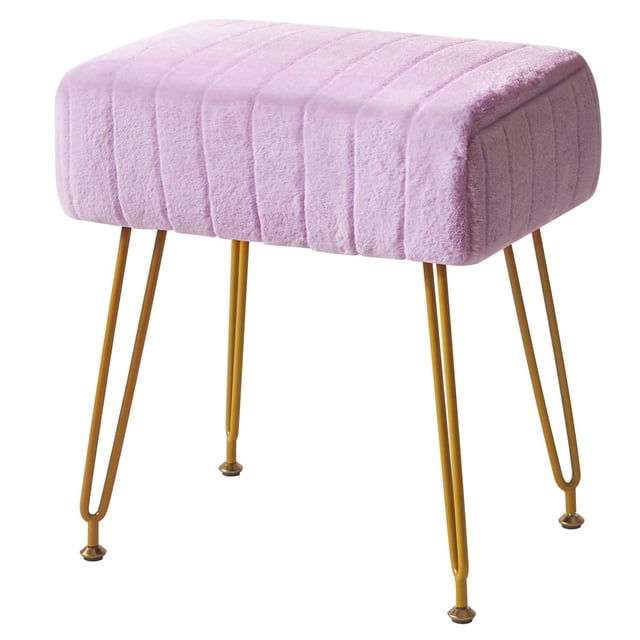 Taburete reposapiés otomano IBUYKE de terciopelo morado con patas doradas