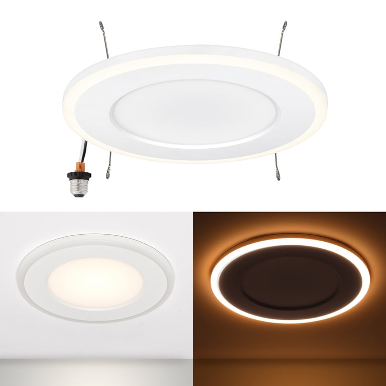 Maxxima 5/6 Inch Retrofit LED Recessed Downlight With Night Light – 1200 Lumens, 11W, 5 CCT Selectable (2700K-5000K), 2000K Night Mode, Dimmable, 90 CRI
