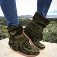 thumbnail image 4 of IUJSOY Ankle Boots for Women Casual Comfort Flats Round Toe Trendy Ankel Strap Tassel High Top Boots, 4 of 5