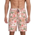 thumbnail image 3 of Lsque Swan And Flowers3 Mens Sleep Pajama Shorts,Short Pajama Pants, Cotton Ultra-Soft Knit-Medium, 3 of 9