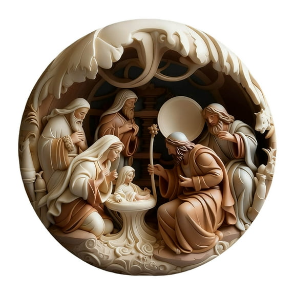 Nativity Scene Ornaments - 3.15'' Diameter & Gifts Boxed Keepsake Christmas Tree Nativity Scene Hanging Ornaments, The Birth of Jesus Decor, Religious Gifts for Christian & Family