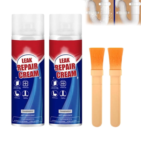 2PCS Leak Repair Sealant Spray & Cream Kit - Waterproof Coating for Gutters, Roofs, and Drainpipes - Fast Drying Crack Filler for Emergency Roof Repairs, White and Gray(XX)