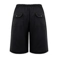 thumbnail image 3 of Womens Casual Shorts Bermuda Elastic Waist Cotton Linen With Pockets Girls Bottoms Shorts, 3 of 7