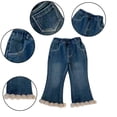 thumbnail image 4 of KYAIGUO Baby Girls Fleece Flare Jeans Pants Fall Winter Elastic Waist Bell Bottom Trousers Versatile Flare Denim for Kids 1-8T, 4 of 9