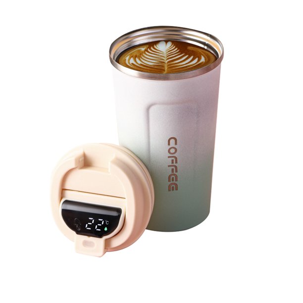 Tazas de café inteligentes de doble pared, taza de acero inoxidable con aislamiento