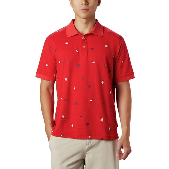 Columbia Mens PFG Global Tossed Embroidery Polo