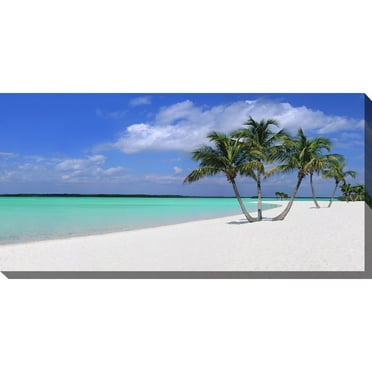 Outdoor Living and Style Blue and Green Sugar Sand Outdoor Canvas Rectangular Wall Art Decor 24" x